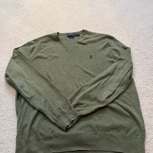 Ralph Lauren green cotton V neck sweater